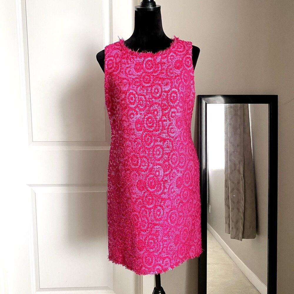 Alice + Olivia Clyde bouclé-tweed dress Hot Pink Size 10 Legally Blonde Barbie
